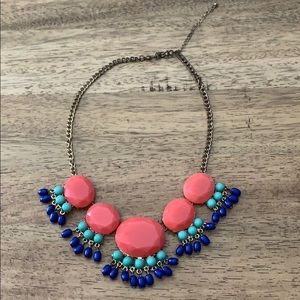 BOGO FREE—coral/teal statement necklace